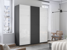 Шкафы-купе 3-х дверные, Шкаф-купе Прайм 3-х дверный Стекла белые/ДСП/Доводчики 210х57х230