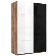 Шкафы-купе 2-х дверные, Шкаф Эста дуо Стекло белое/Стекло черное 2400 х 1600 х 660