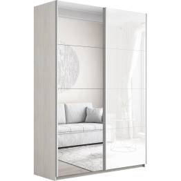 Шкаф-купе Прайм 2-х дверный Зеркало/Стекло белое/Доводчики 120х57х230