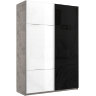 Шкафы-купе 2-х дверные, Шкаф-купе Прайм 2х дверный Белый Глянец/Стекло черное 140х57х230