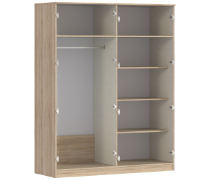 Шкаф 4х дверный с зеркалами Уют СБ-2750/1 Дуб Сонома/Белый