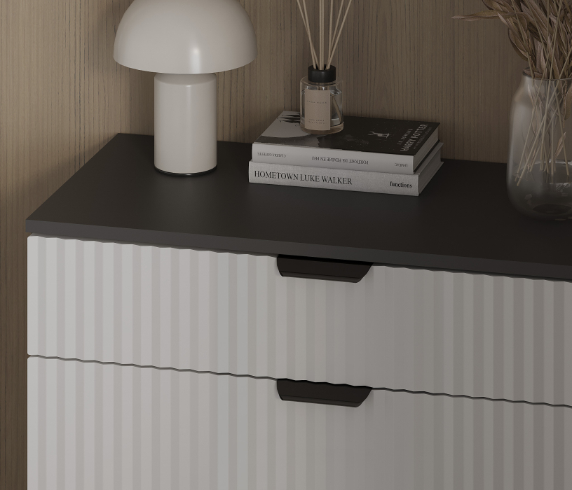 Комоды, Комод Тренд СБ-3444 4 ящика Белый Диамант серый/МДФ Джаз серый