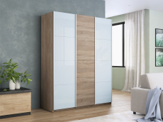 Шкафы-купе 3-х дверные, Шкаф-купе Прайм 3-х дверный Стекла белые/ДСП/Доводчики 210х57х230