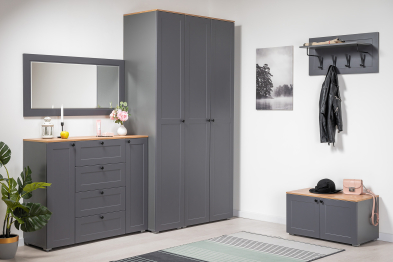 Комод Остин 16.221, серый графит, дуб золотой крафт