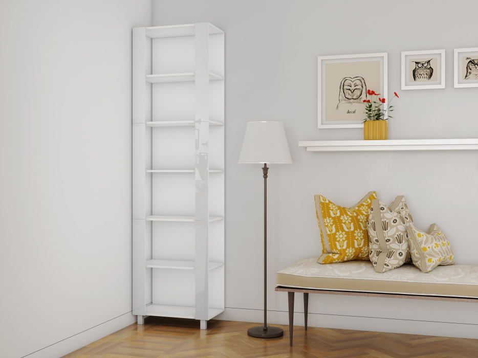 Открытые, Стеллаж модульный Универсальный 35х44х220 Белое стекло