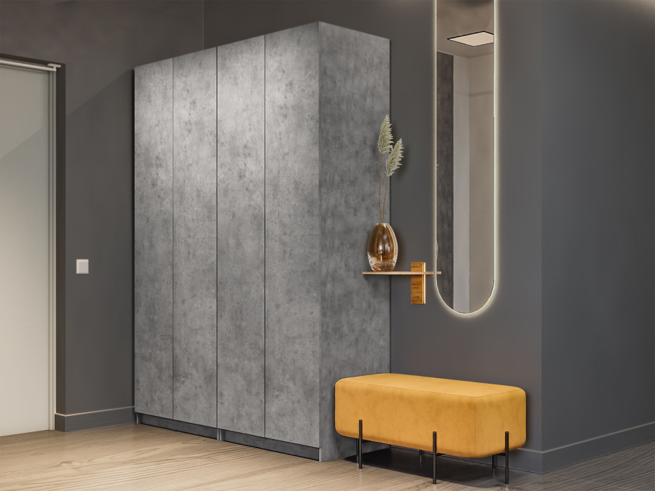 Шкафы распашные, Распашной шкаф Локер 800+800 (Гармошка с системой Push to Move/Левый) с полками слева