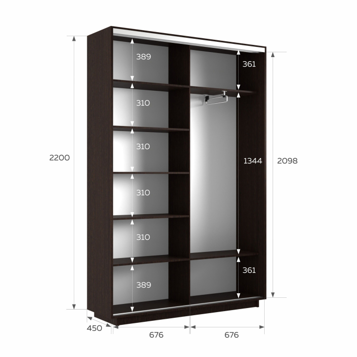 Шкафы-купе 2-х дверные, Шкаф-купе Экспресс 2-х дверный Фотопечать Ленты Стекла 140х45х220