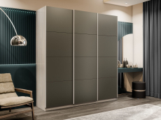 Шкафы-купе 3-х дверные, Шкаф-купе Прайм 3-х дверный Стекла хаки/Доводчики 210х57х230