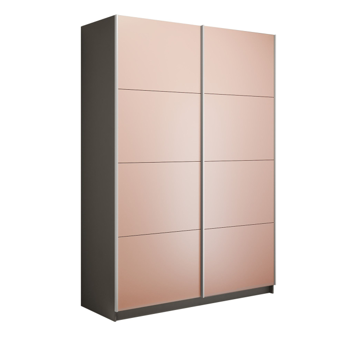 Шкафы-купе 2-х дверные, Шкаф-купе Прайм 2-х дверный Стекла пудра/Доводчики 140х57х230