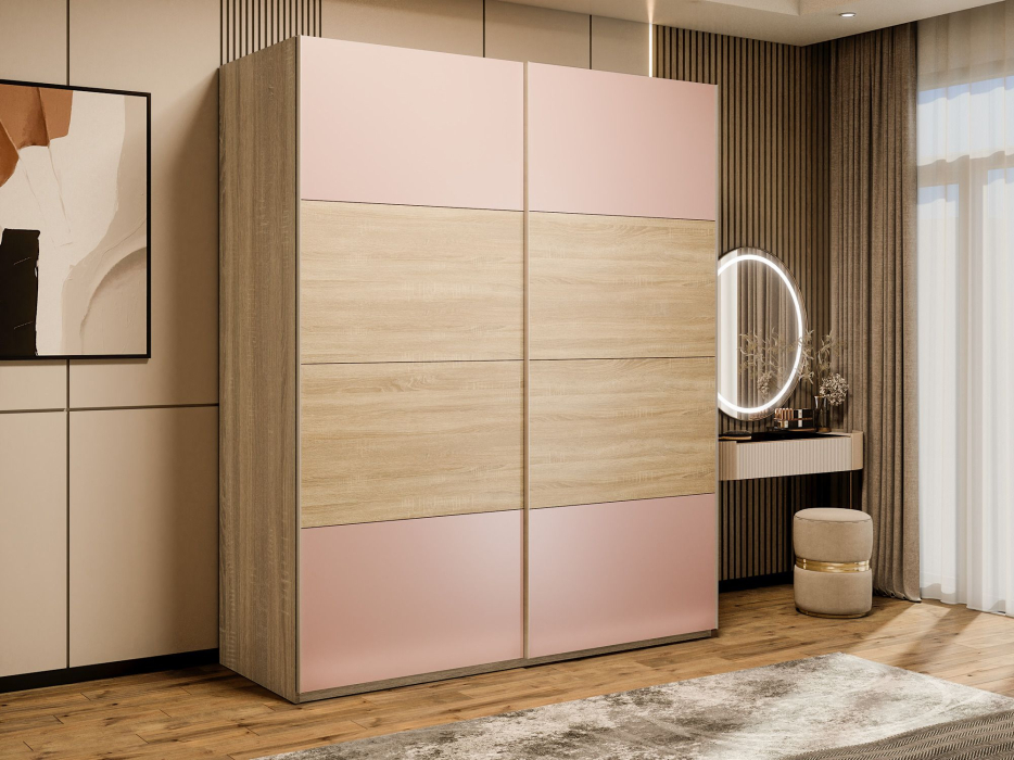 Шкафы-купе 2-х дверные, Шкаф-купе Эста 2-х дверный ДСП/Стекла пудра/Доводчик 200х66х240