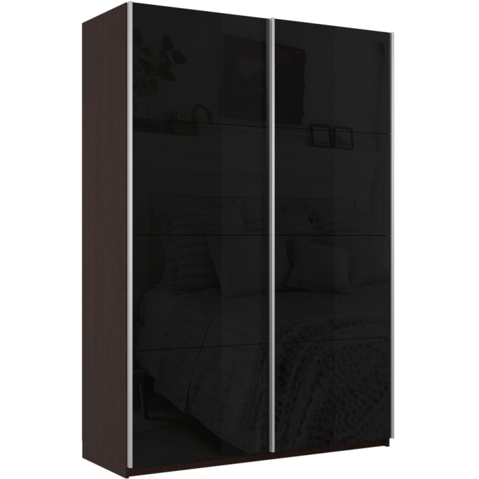 Шкафы-купе 2-х дверные, Шкаф-купе Прайм 2-х дверный Стекла черные/Доводчики 160х57х230