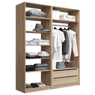 Гардеробные, Прямая гардеробная система с полками и модулем MOD_COMPL