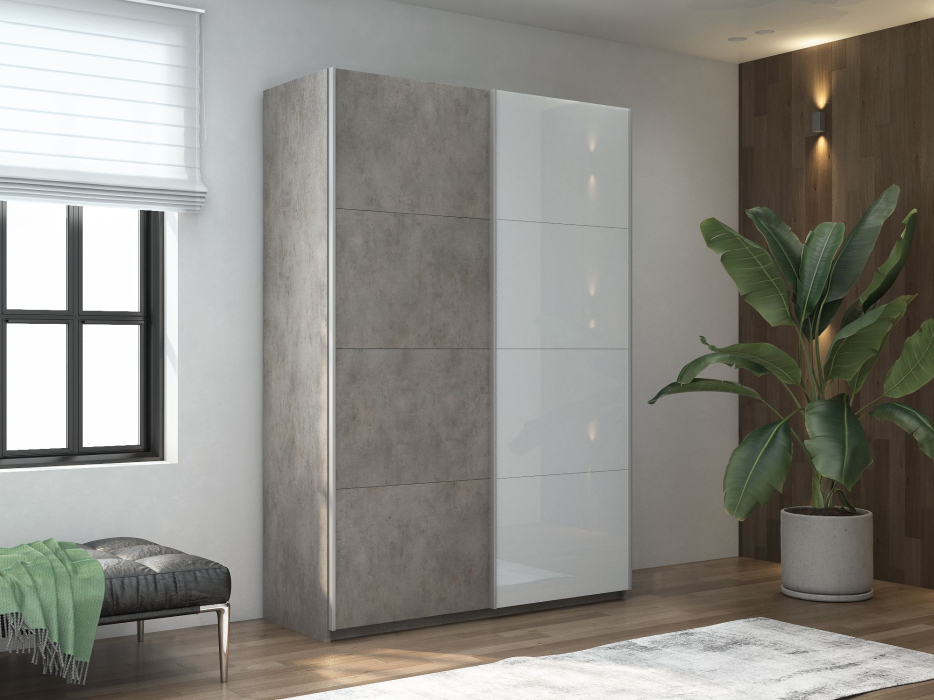 Шкафы-купе 2-х дверные, Шкаф-купе Прайм 2х дверный ДСП/Белый Глянец 140х57х230