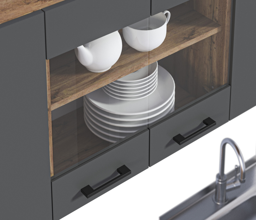 Кухонные гарнитуры, Кухонный гарнитур Лофт 150 см Дуб вотан/Диамант серый