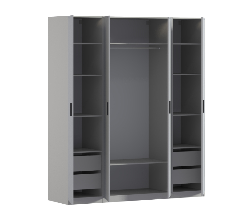 Для одежды, Шкаф четырехдверный Макс 2000 мм, вариант №2 (ЛДСП/МДФ)