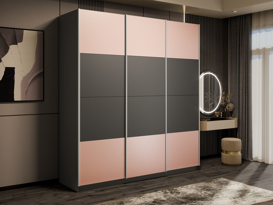 Шкафы-купе 3-х дверные, Шкаф-купе Эста 3-х дверный ДСП/Стекла пудра/Доводчик 300х66х240