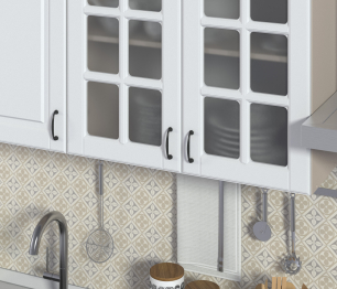 Кухонный гарнитур Регина Бежевый песок / МДФ Белый матовый 2,4 м