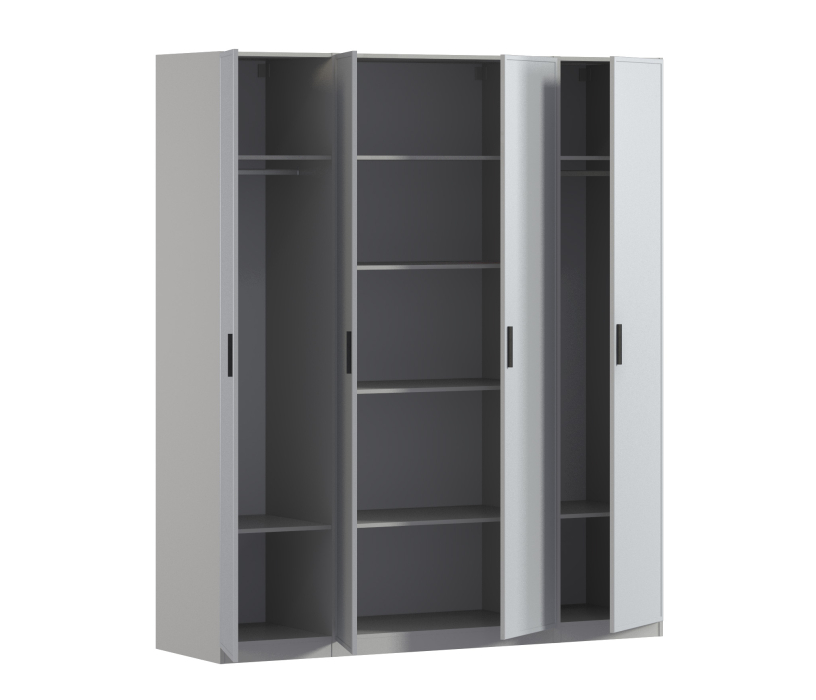 Для одежды, Шкаф четырехдверный Макс 2000 мм, вариант №3 (ЛДСП/МДФ)