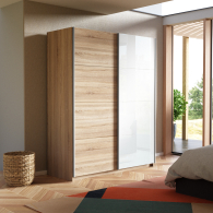 Шкафы-купе 2-х дверные, Шкаф-купе Прайм 2х дверный ДСП/Белый Глянец 160х57х230