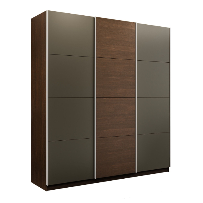 Шкафы-купе 3-х дверные, Шкаф-купе Эста 3-х дверный ДСП/Стекла хаки/Доводчик 270х66х240