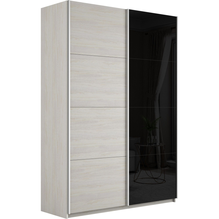 Шкафы-купе 2-х дверные, Шкаф-купе Прайм 2-х дверный ДСП/Стекло черное/Доводчики 120х57х230