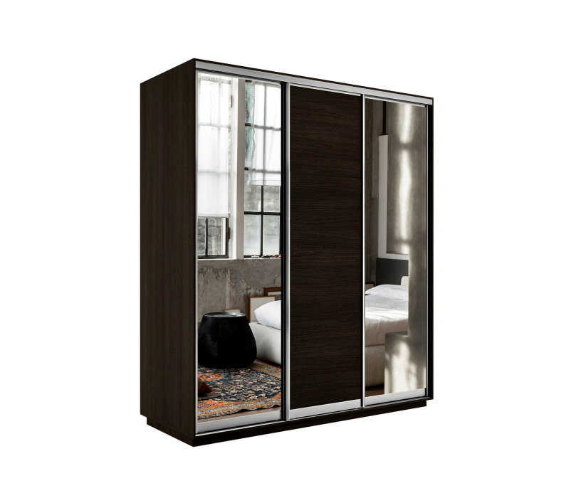 Шкафы-купе, Шкаф-купе Экспресс Медиум (2 зеркала) трио 2200 x 2100 x 600