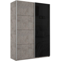 Шкафы-купе 2-х дверные, Шкаф-купе Прайм 2х дверный ДСП/Стекло черное 160х57х230