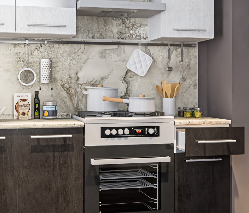 Кухонные гарнитуры, Кухонный гарнитур Элен 2,3 м (2,2 м) Белый/Дуб Планк,Дуб Мажор/БазальтR5 ПОД КЛЮЧ (полный комплект)
