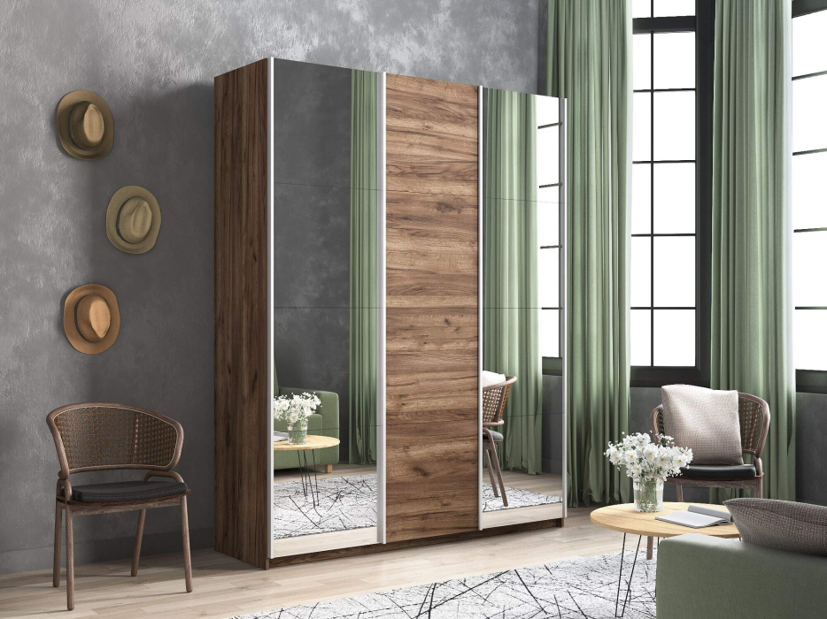 Шкафы-купе 2-х дверные, Шкаф-купе Прайм 2х дверный Зеркало/ДСП/Зеркало 180х57х230