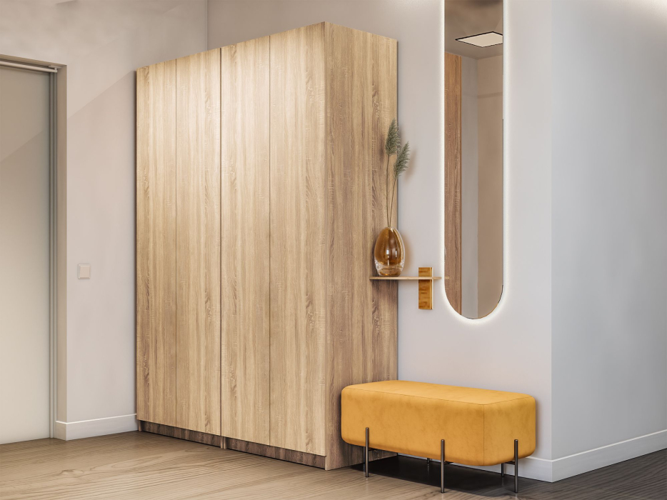 Шкафы распашные, Распашной шкаф Локер 800+800 (Гармошка с системой Push to Move/Правый) с полками