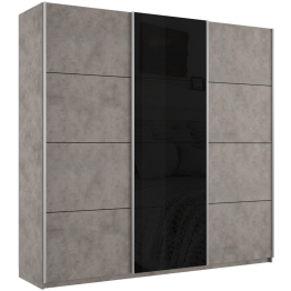 Шкаф-купе Прайм 3-х дверный ДСП/Стекло черное/Доводчики 210х57х230