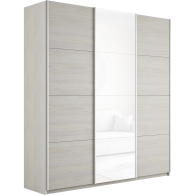 Шкафы-купе 3-х дверные, Шкаф-купе Прайм 3-х дверный ДСП/Стекло белое/Доводчики 210х57х230