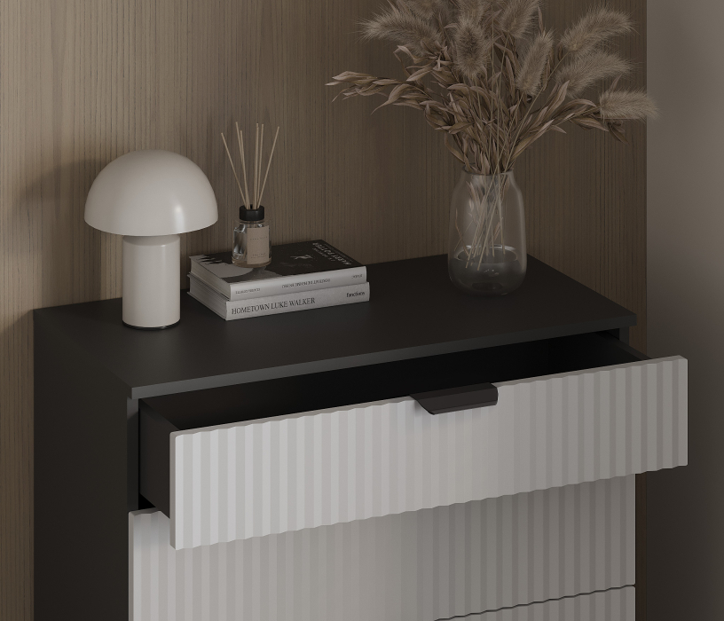 Комоды, Комод Тренд СБ-3444 4 ящика Белый Диамант серый/МДФ Джаз серый