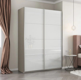 Шкаф-купе Прайм 2-х дверный Стекла белые/Доводчики 160х57х230