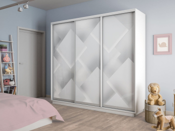 Шкаф-купе Экспресс 3-х дверный Фотопечать Квадрат Стекла 240х60х240