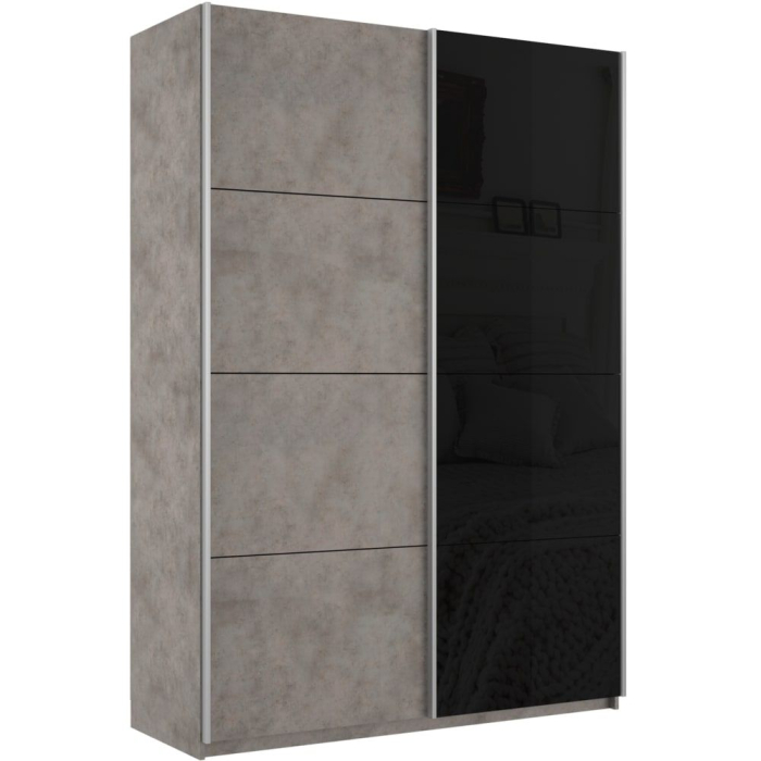 Шкафы-купе 2-х дверные, Шкаф-купе Прайм 2х дверный ДСП/Стекло черное 120х57х230