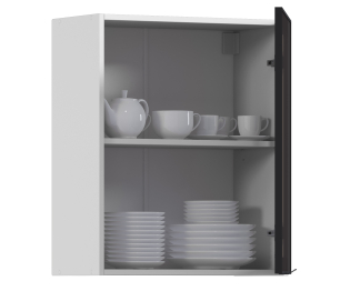 Регина РП-60 Полка Белый/Витрина алюминий Черный матовый/стекло Бронза