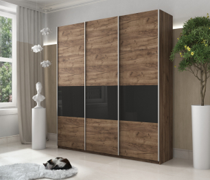 Шкаф-купе Прайм ДСП/Стекло черное, 240х57х230