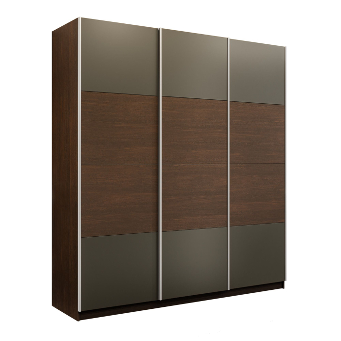 Шкафы-купе 3-х дверные, Шкаф-купе Эста 3-х дверный ДСП/Стекла хаки/Доводчик 300х66х240