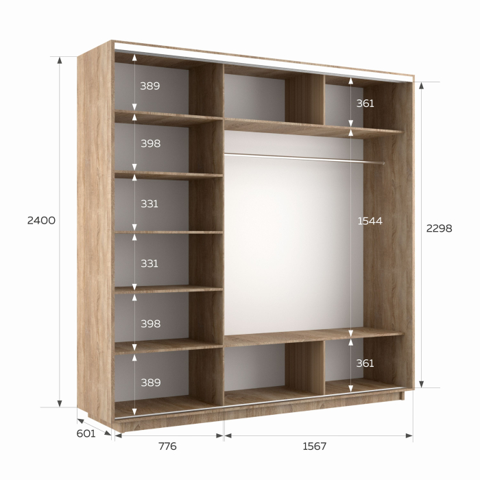 Шкафы-купе 3-х дверные, Шкаф-купе Экспресс 3-х дверный Фотопечать Ленты Стекла 240х60х240