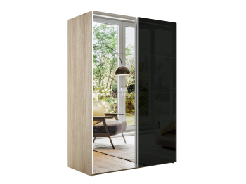 Шкаф Эста дуо Стекло черное/зеркало 2400 х 1800 х 660