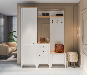 Набор для прихожей Монтана Белый Альпийский,Дуб Гамильтон/МДФ Дуб Белый