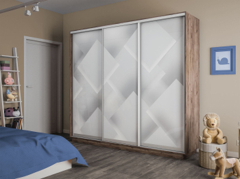 Шкаф-купе Экспресс 3-х дверный Фотопечать Квадрат Стекла 240х60х240