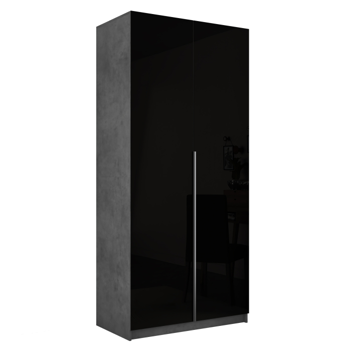 Шкафы распашные, Шкаф распашной Е1 Локер 101x52.5x220 см, с черным стеклом , полками и модулем