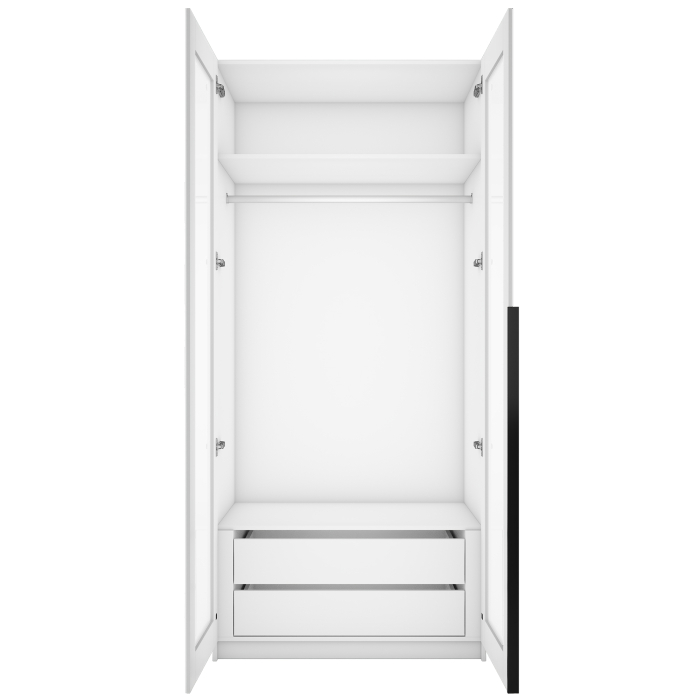 Шкафы распашные, Шкаф распашной Е1 Локер 101x52.5x220 см, с белым стеклом и модулем