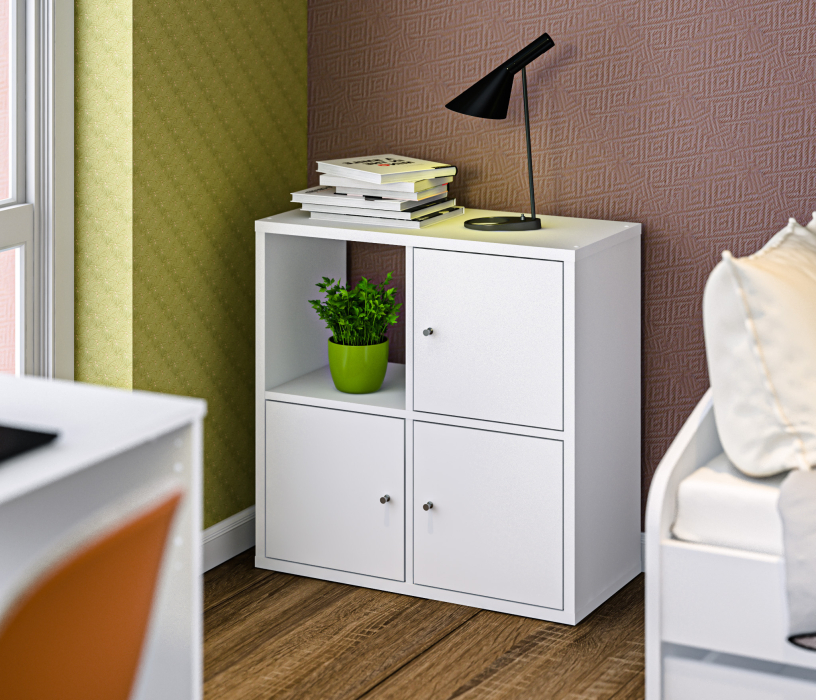 Стеллажи, Стеллаж Кито СБ-3241 Белый с дверцами