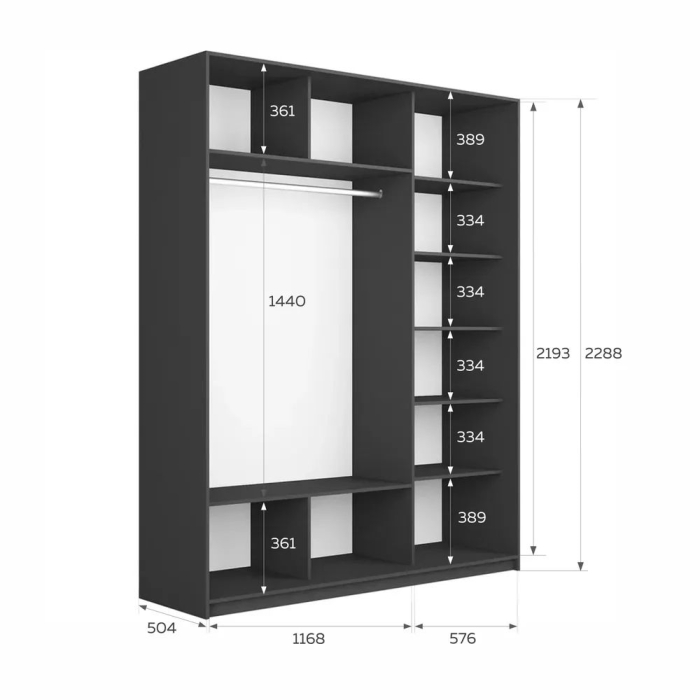 Шкафы-купе 3-х дверные, Шкаф-купе Прайм 3-х дверный Стекла пудра/Доводчики 180х57х230