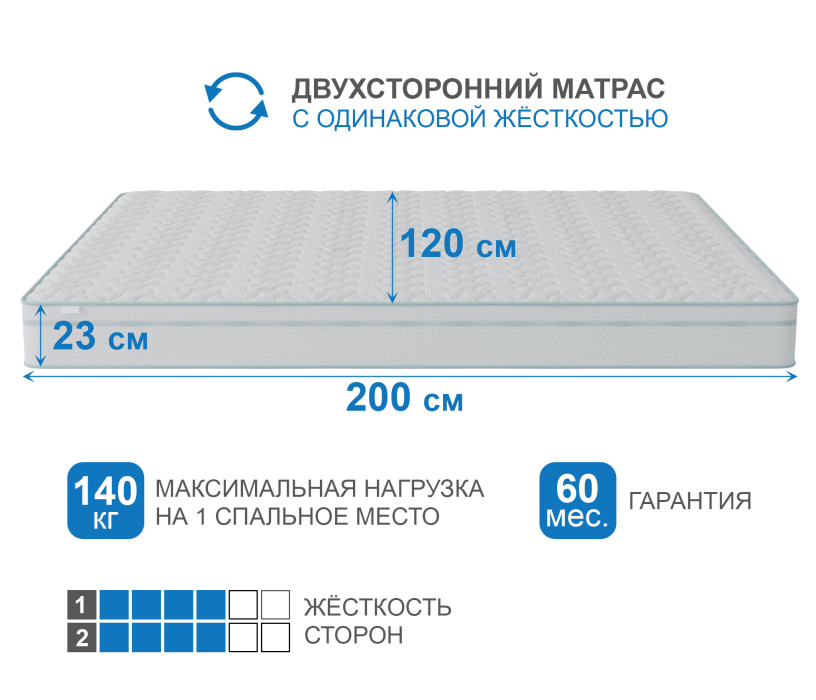 Столлайн, Матрас Сити-Мадрид в чехле Cooler 1200х2000