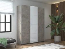 Шкафы-купе 3-х дверные, Шкаф-купе Прайм 3-х дверный ДСП/Стекло белое/Доводчики 210х57х230