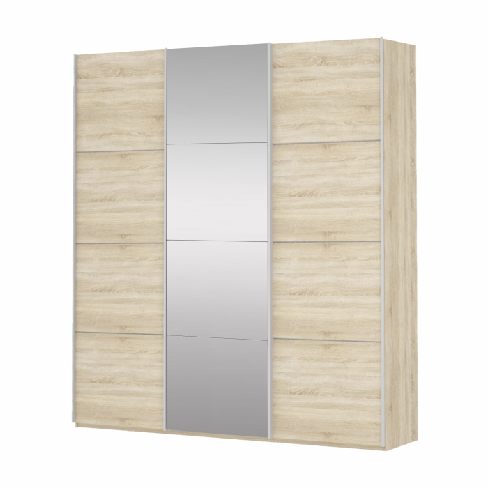 Шкафы-купе 3-х дверные, Шкаф Прайм трио 2ДСП+1зеркало 2300 х 1800 х 570